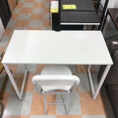【ジャングルジャングル石川金沢店】デスク＆椅子セット ニトリ 白 木目調 幅(W)95×奥行(D)48×高さ(H)72cm ※クリーニング済みの画像