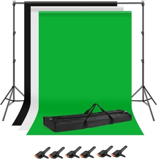Hemmotop 写真撮影用 背景スタンド 200x300cm 布 黒 白 緑
