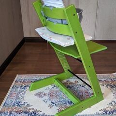 ●STOKKE 木製イス★ストッケ トリップトラップ★ベビーセット(背あて＆ベビーガード+クッション/カバー)付◎6ケ月位～S/N4～岡崎市最南部地域手渡し◎の画像
