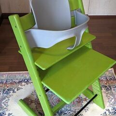 ●STOKKE 木製イス★ストッケ トリップトラップ★ベビーセット(背あて＆ベビーガード+クッション/カバー)付◎6ケ月位～S/N4～岡崎市最南部地域手渡し◎の画像