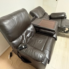 ニトリ本革　3人掛け電動ソファ　リクライニング 特価！の画像