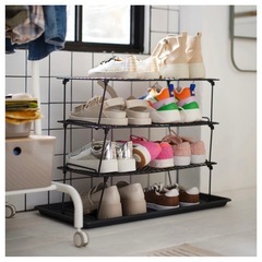 【新品未使用】 IKEA GREJIG グレイグ シューズラック 黒 4つセットの画像