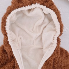 新品同様クマ耳付きモコモコパーカー　フリース　80サイズ　上着アウター　赤ちゃん　ベビーの画像