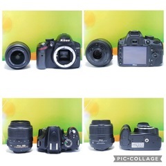 ✨スマホ転送OK✨すぐ使える✨Nikon D3200✨ダブルレンズ✨ニコン✨望遠レンズ レンズフード付きの画像
