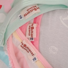 ミキハウス　ホットビスケッツ 70 Tシャツ　3着セット　女の子　保育園着　ベビー　赤ちゃんの画像