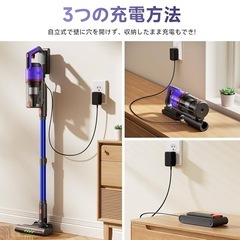 【58000pa強力吸引】コードレス掃除機 LED搭載 自立式 急速充電  視感度最適 ハンディ掃除機 の画像