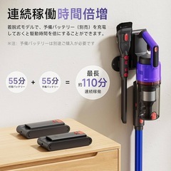 【58000pa強力吸引】コードレス掃除機 LED搭載 自立式 急速充電  視感度最適 ハンディ掃除機 の画像