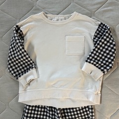GU 着せやすく動きやすい　ルームウェア チェック 子供服 上下セット パジャマ ルームウェア セットアップの画像