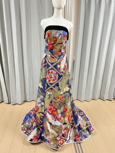 和ドレス　色打掛　ドレス　総刺繍　着物　ウェディング　オートクチュール　ベロア