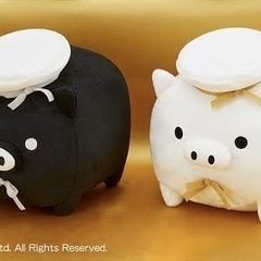 【まとめ割対象】San-X キラキラリボン帽子ぬいぐるみBIG モノクロブー くろ しろ 2点セットの画像