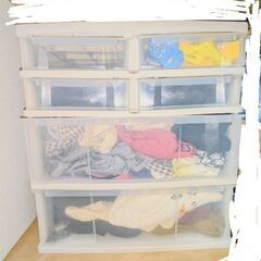 天馬 衣類収納ケース クローゼット用 ワイド浅深4段 カプチーノの画像