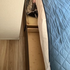 ダブルベット　引き出し付き2個　縦約205横約140高さ約30（マットなしで）　呉市内配送可能　使用期間約5年　PayPay、楽天Pay支払い可能の画像