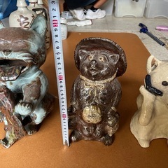 狸　犬　焼き物の画像