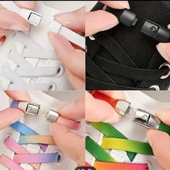 結ばないゴム製靴紐ホワイト  結ばない ほどけない 伸びるの画像