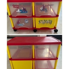 希少‼️おさるのジョージ 収納ケース キャスター付き プラスチックチェストの画像