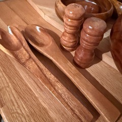 【おしゃれ木製食器セット】サラダボウル・プレート・カトラリー付き／カフェ風インテリアにの画像