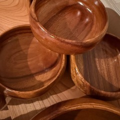 【おしゃれ木製食器セット】サラダボウル・プレート・カトラリー付き／カフェ風インテリアにの画像