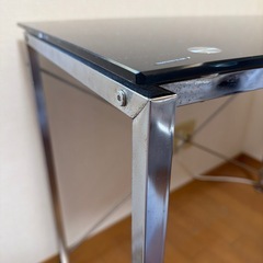 ガラストップ テーブル 作業台 パソコンデスク　ワークデスクの画像