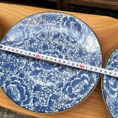 【美品】青絵 花柄プレート 24cm ×3枚セット／和食器・洋食器どちらにもの画像
