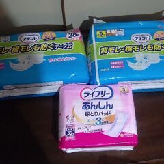介護用紙オムツ２個と尿取りパッドの画像