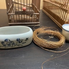 竹製の鳥かご　鳥籠セットの画像