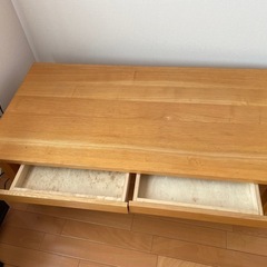 無印 タモ材 ローテーブル 引出し付き の画像