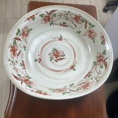 盛り皿　赤絵万暦　三ツ足盛鉢　仁峰　大皿の画像