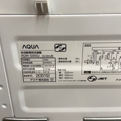 AQUA 5.0kg全自動洗濯機【リサイクルフカツ岡崎倉庫店】251011SM-5の画像