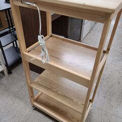 J1605　【リユースのサカイ柏店】　キャスター付キッチンワゴン　ナチュラル　クリーニング済み　の画像