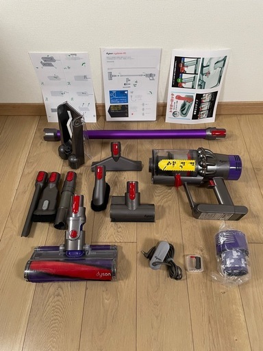 ダイソン①V10SV12 ２タイプヘッドから選択式　純正高容量バッテリー装着　新品交換用フィルター付属　パーツフルセット