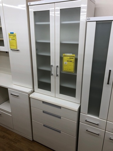 【ドリーム川西店御来店限定】 ☆ジモティー見たよ♪割引☆2枚扉食器棚　レール損耗／クリーニング済み【2125560000023863】