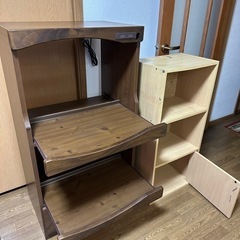 電池レンジ台　/／木製収納棚 本棚 扉付き 3段の画像