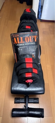 ベンチ台・ダンベル(15×2)・パワーグリップ・懸垂バー