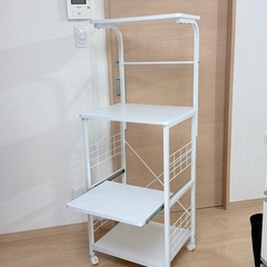 【美品】スライド付きレンジ台　キッチンワゴンの画像