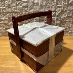 新品未使用　春慶塗　箸付手提二段重箱　塗り　山田春慶店　飛騨高山　お重の画像
