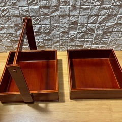 新品未使用　春慶塗　箸付手提二段重箱　塗り　山田春慶店　飛騨高山　お重の画像