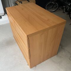 クローゼットチェスト 90-3段 奥行55cm 幅88×高さ70.5cm 桐無垢前板 スライドレールの画像