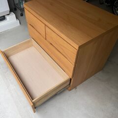 クローゼットチェスト 90-3段 奥行55cm 幅88×高さ70.5cm 桐無垢前板 スライドレールの画像