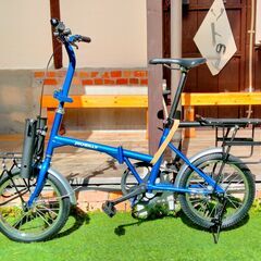  加古川　ソトのマ　釣り自転車　fishingbike　折り畳み自転車　ライト付き　青色　中古品の画像