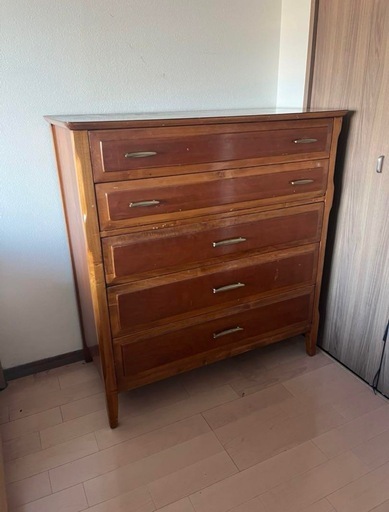 アンティーク　ハイチェスト 木製 5段