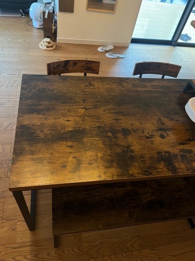 ニトリ ダイニングテーブル（ステイン120 MBR）　チェアセット