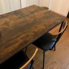ニトリ ダイニングテーブル（ステイン120 MBR）　チェアセットの画像