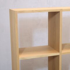 人気の無印良品(MUJI)のオーク材 2段・3列スタッキングシェルフ！！追加棚で用途に応じてカスタマイズ可能な万能シェルフ♪リビングや寝室、子供部屋の本棚などにもおススメです！の画像