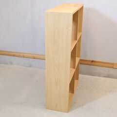 人気の無印良品(MUJI)のオーク材 2段・3列スタッキングシェルフ！！追加棚で用途に応じてカスタマイズ可能な万能シェルフ♪リビングや寝室、子供部屋の本棚などにもおススメです！の画像