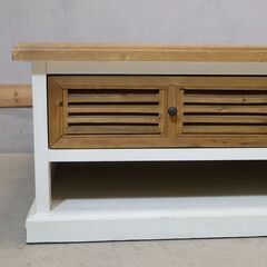 SLOWHOUSE(スローハウス)が取り扱われていたKENAS(ケナス)センターテーブルです。シャビーシックな風合いが魅力的なヴィンテージスタイルのローテーブル。コーナーソファに合わせるのも◎の画像