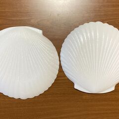 【中古/長期保管品/お引取限定】■シェル（ホタテ貝）型大皿■2枚セット■ホワイト■Φ325mm×H35mm■の画像