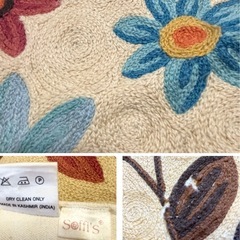 中古◆ラグカーペット◆ラグ◆刺繍◆花柄◆カシミア産の画像