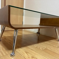 ブラウン ガラステーブル 長方形の画像