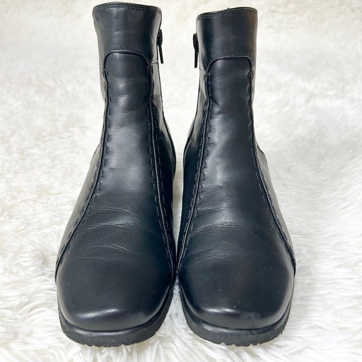 ✨美品✨ アシックス ペダラ ショートブーツ レザー サイドジップ 黒 ブラック