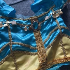 ジャスミン コスプレ 子供用 プリンセスドレス アラジン 衣装 上下 髪飾り 3点セットの画像